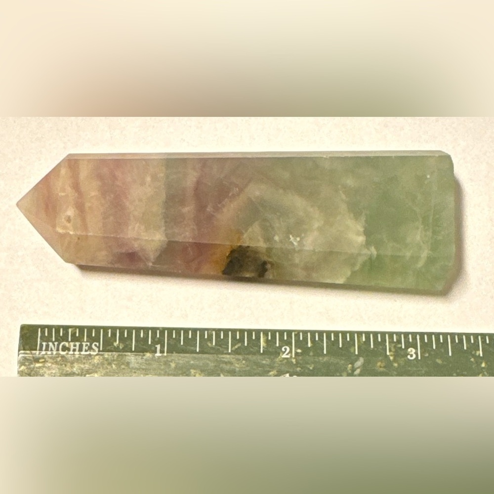 1 Small Rainbow Fluorite Tower; Green, Purple, Pink, Blue, W/Natural Inclusions